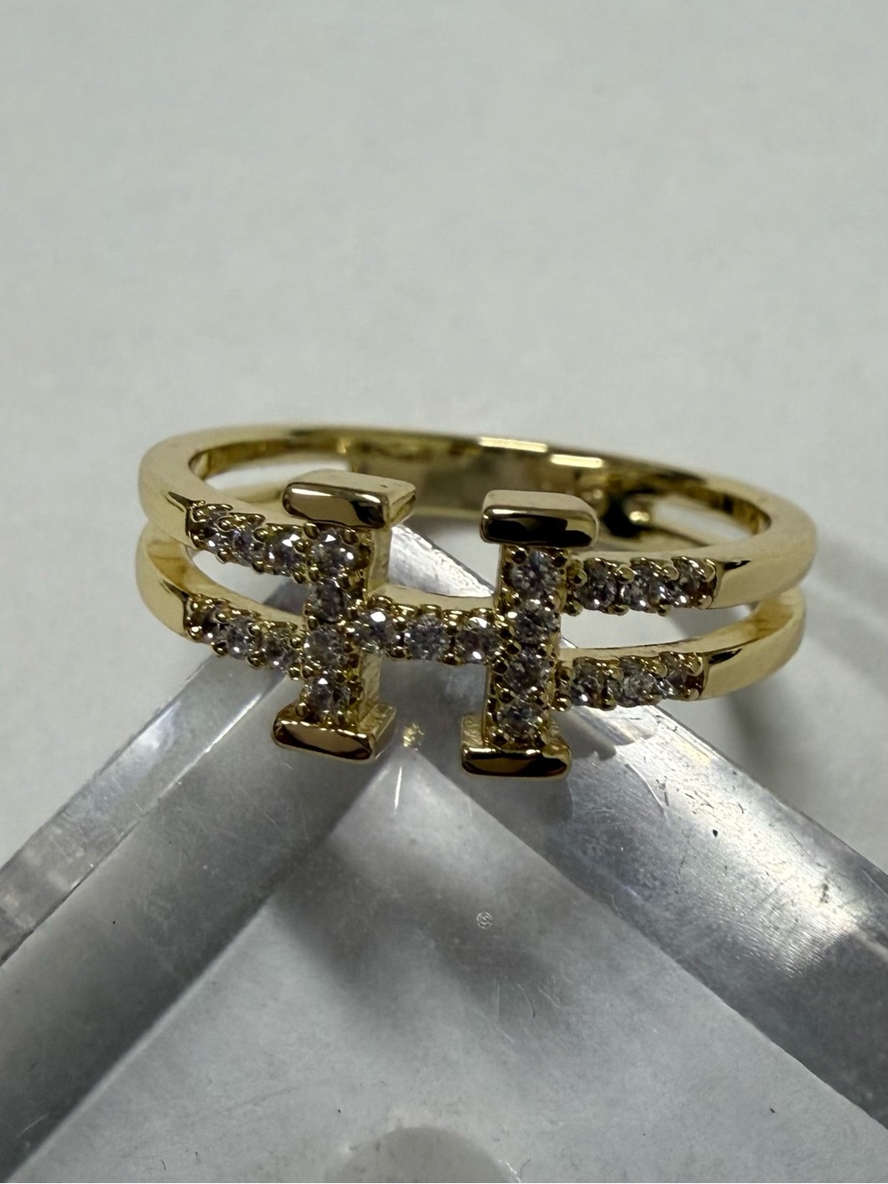 14k Gold Electroplated with Cz Stones with 'H' Letter Ring